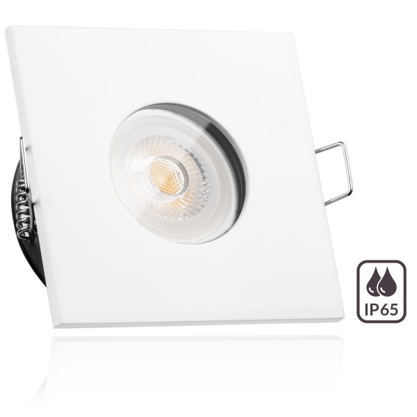 IP65 LED Einbaustrahler Set Weiß mit LED GU10 Markenstrahler von LEDANDO - 7W - warmweiss - 30° Abst