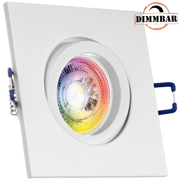 RGB LED Einbaustrahler Set GU10 in weiß matt mit 3W LED von LEDANDO - 11 Farben + Warmweiß - inkl. F