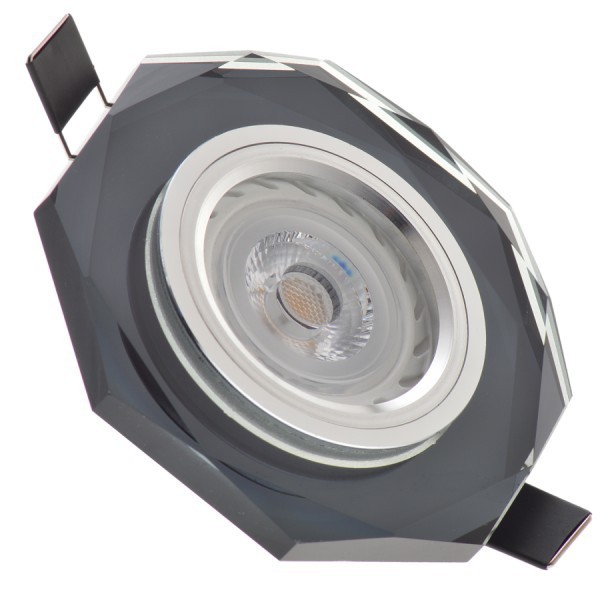 LED Einbaustrahler Set Schwarz Kristall / Glas mit LED GU10 Markenstrahler von LEDANDO - 7W - warmweiss - 30° Abstrahlwinkel - 50W Ersatz - A+ - LED Spot 7 Watt - Einbauleuchte LED eckig