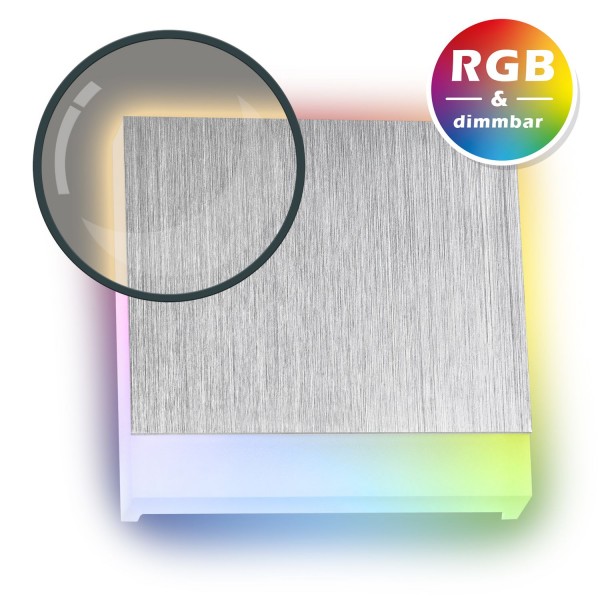 RGB LED Treppenbeleuchtung KID aus Aluminium in eckig für Schalterdoseneinbau 60/68mm - 11 Farben +