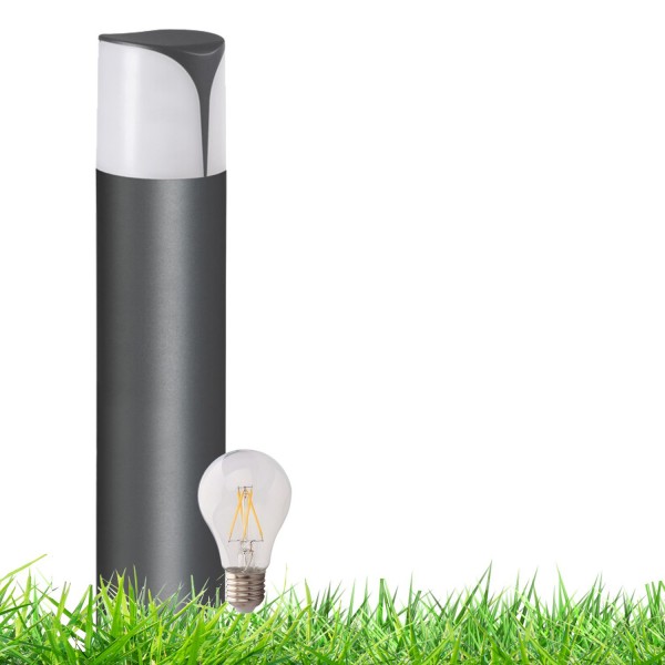 LEDANDO Smarte Aluminium-Wegleuchte mit 6W E27 LED Birne - 50W Ersatz - IP44 - 50cm - Poller Gartenl