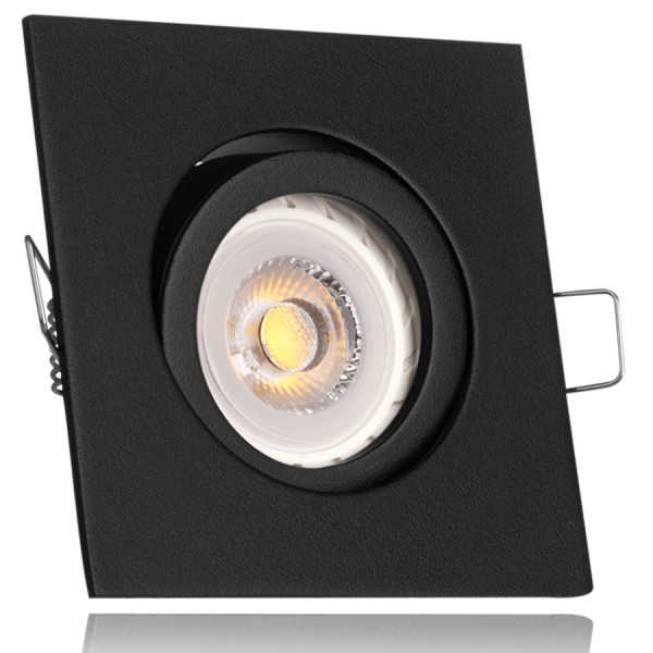 LED Einbaustrahler Set Schwarz mit LED GU10 Markenstrahler von LEDANDO - 7W - warmweiss - 30° Abstra