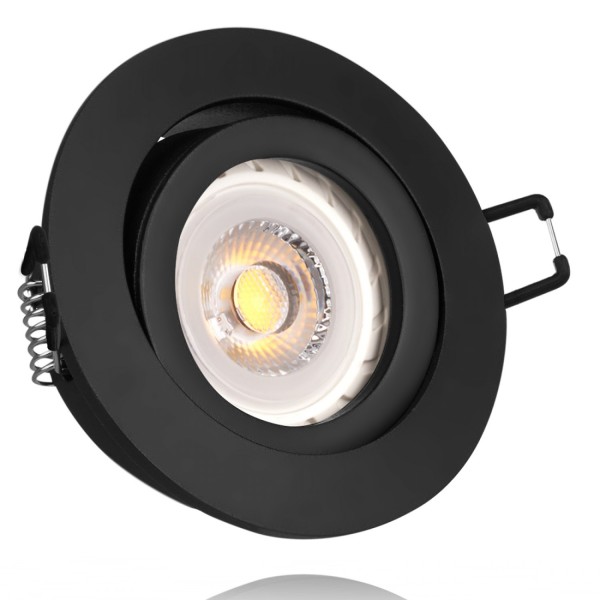 LED Einbaustrahler Set schwarz matt mit COB LED GU10 Markenstrahler von LEDANDO - 7W - 580lm - 30° A
