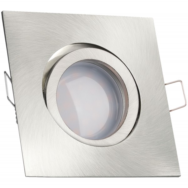 LED Einbaustrahler Set Silber gebürstet mit LED GU5.3 / MR16 Markenstrahler von LEDANDO - 5W - warmw