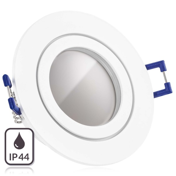 IP44 LED Einbaustrahler Set Weiß matt mit LED GU10 Markenstrahler von LEDANDO - 5W - warmweiss - 120