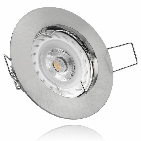 LED Einbaustrahler Set Silber gebürstet mit 4000K LED GU10 Markenstrahler von LEDANDO - 7W - neutral
