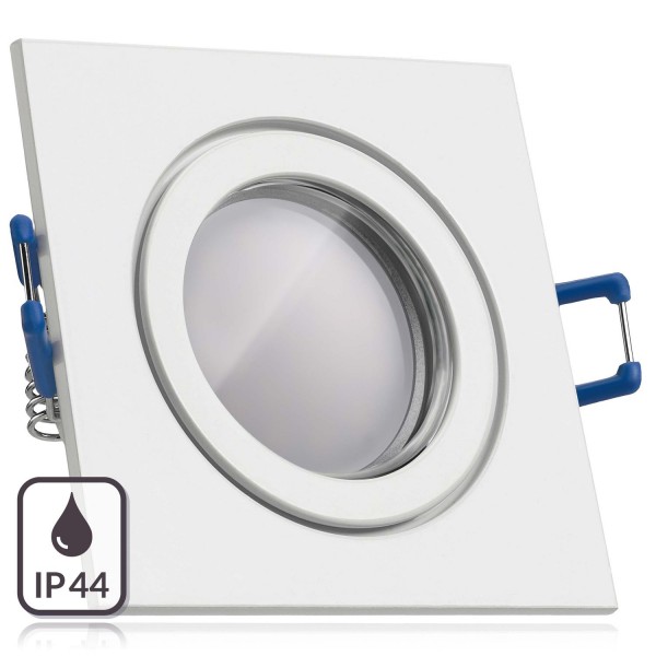 IP44 LED Einbaustrahler Set Weiß mit LED GU5.3 / MR16 Markenstrahler von LEDANDO - 5W - warmweiss -