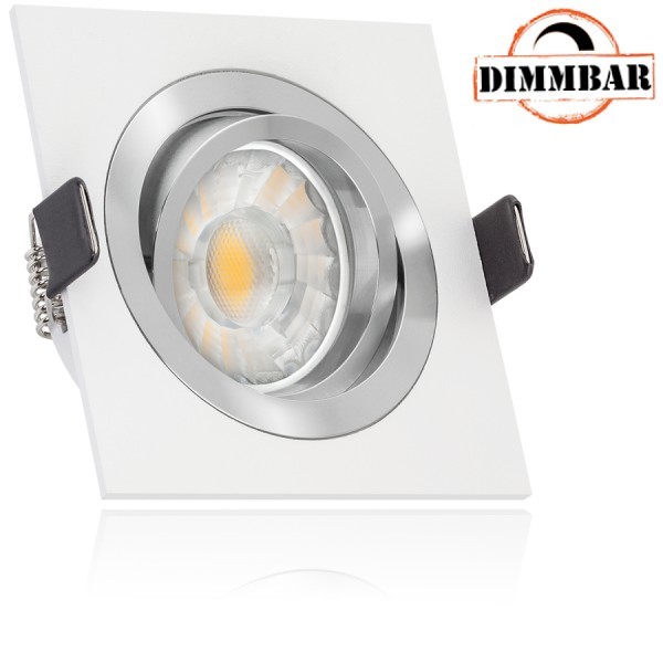 LED Einbaustrahler Set Bicolor (chrom / weiß) mit LED GU10 Markenstrahler von LEDANDO - 7W DIMMBAR -