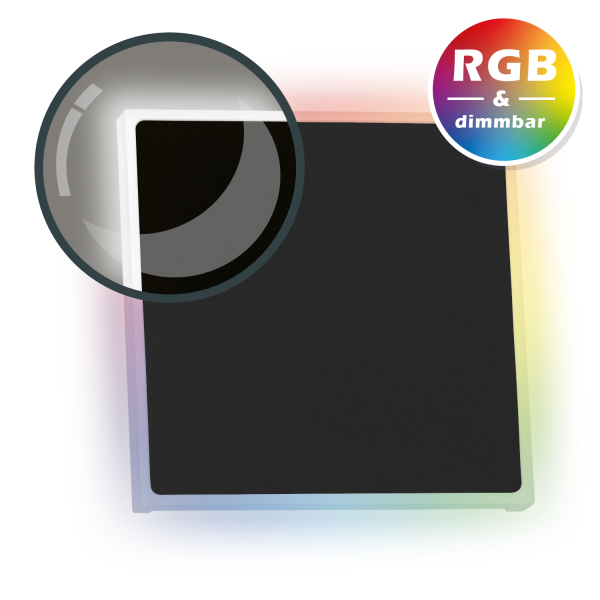 RGB LED Treppenbeleuchtung EDGE schwarz anthrazit eckig - Schalterdoseneinbau 60/68mm - 11 Farben +