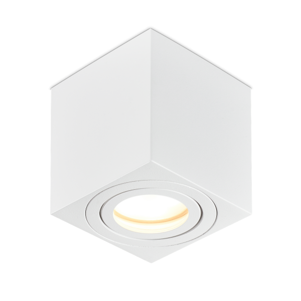 IP44 Aufbaustrahler GLOBE Weiß matt für LED GU10 Leuchtmittel - Eckig - Quadratisch