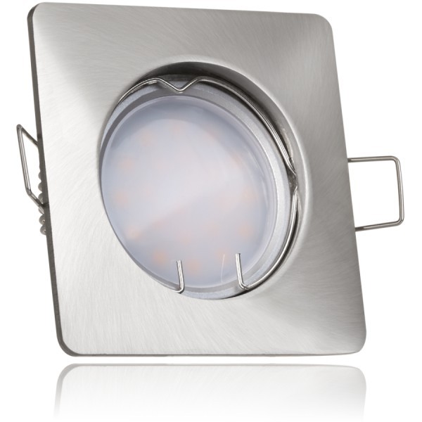 LED Einbaustrahler Set Silber gebürstet mit LED GU5.3 / MR16 Markenstrahler von LEDANDO - 5W - warmw