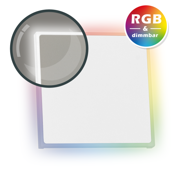 RGB LED Treppenbeleuchtung EDGE Weiß - Eckig - Für Schalterdoseneinbau 60/68mm - 11 Farben + Kaltwei