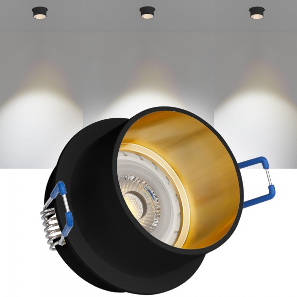 LED Einbaustrahler Set Schwarz / Gold mit 4000K LED GU10 Markenstrahler von LEDANDO - 7W - neutralwe