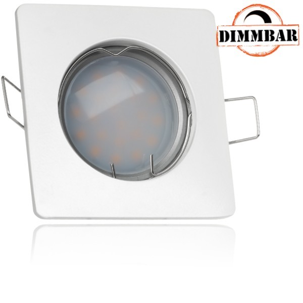 LED Einbaustrahler Set EXTRA FLACH (35mm) in Weiß mit LED Markenleuchtmittel von LEDANDO - 5W DIMMBA