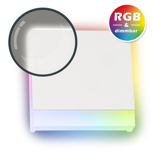 RGB LED Treppenbeleuchtung KID aus Aluminium in weiß eckig für Schalterdoseneinbau 60/68mm - 11 Farb