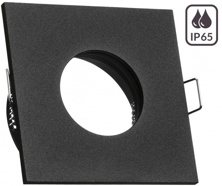 IP65 Aluminium-Einbaustrahler schwarz eckig - für LED GU10, LED MR16 und LED GU5.3 - Badezimmer / Fe