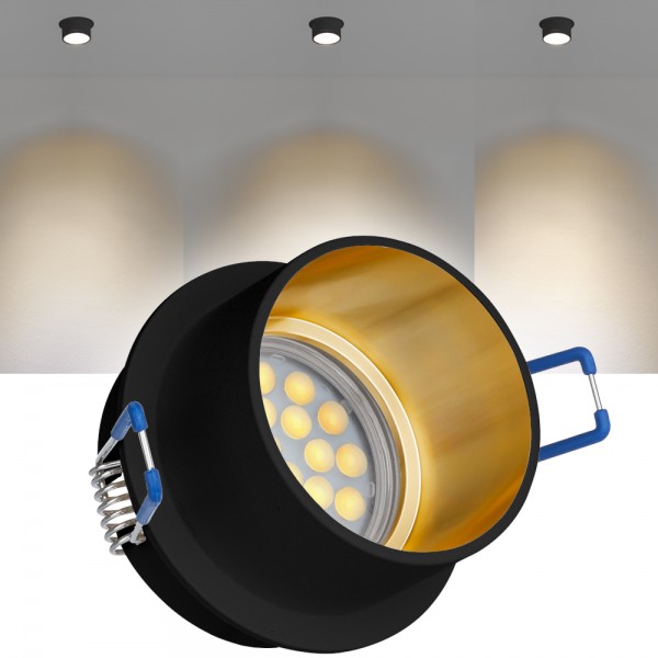 LED Einbaustrahler Set Schwarz / Gold mit LED GU10 Markenstrahler von LEDANDO - 5W - warmweiss - 60°