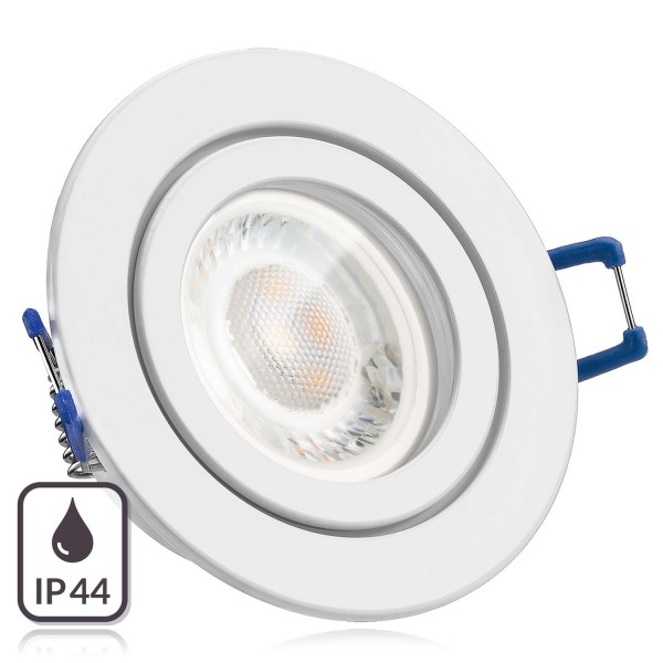 IP44 LED Einbaustrahler Set extra flach in weiß mit 5W Leuchtmittel von LEDANDO - 4000K neutralweiß