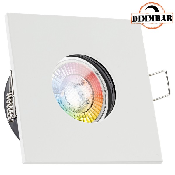 IP65 RGB LED Einbaustrahler Set extra flach in weiß mit 3W LED von LEDANDO - 11 Farben + Warmweiß -