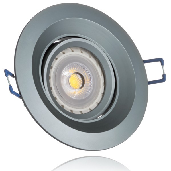 LED Einbaustrahler Set Anthrazit Grau mit LED GU10 Markenstrahler von LEDANDO - 7W - warmweiss - 30° Abstrahlwinkel - schwenkbar - 50W Ersatz - A+ - LED Spot 7 Watt - Einbauleuchte LED rund