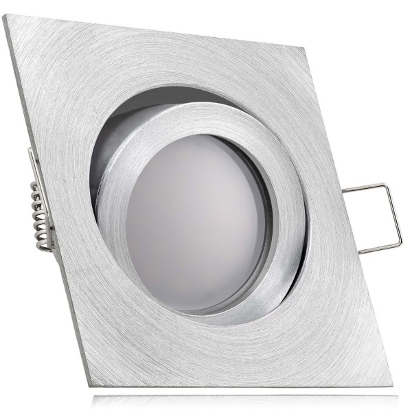LED Einbaustrahler Set Aluminium natur mit LED GU5.3 / MR16 Markenstrahler von LEDANDO - 5W - warmwe