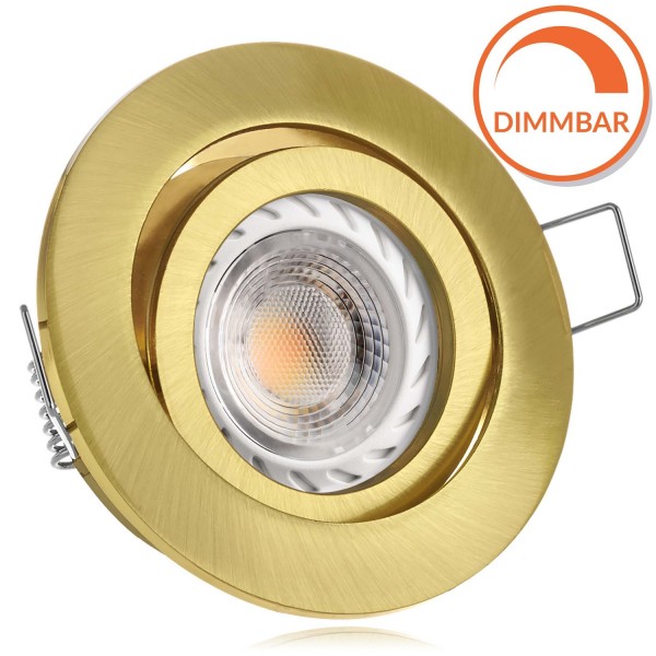 LED Einbaustrahler Set GU10 in gold / messing mit 5,5W LED von LEDANDO - dimmbare Farbtemperatur 180