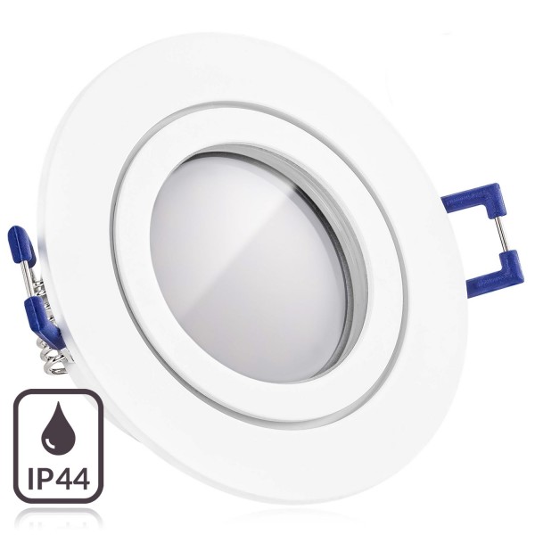IP44 LED Einbaustrahler Set Weiß matt mit LED GU5.3 / MR16 Markenstrahler von LEDANDO - 5W - warmwei