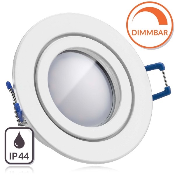 IP44 LED Einbaustrahler Set EXTRA FLACH (35mm) in Weiß mit LED Markenleuchtmittel von LEDANDO - 5W D
