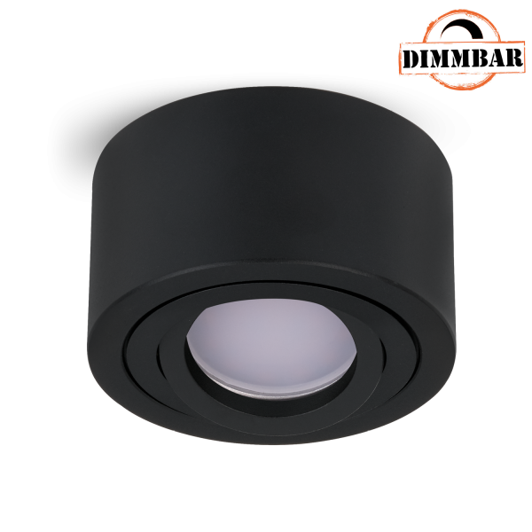 LED Aufbaustrahler Set EXTRA FLACH (50mm) Schwarz mit LED Markenleuchtmittel von LEDANDO - 5W DIMMBA
