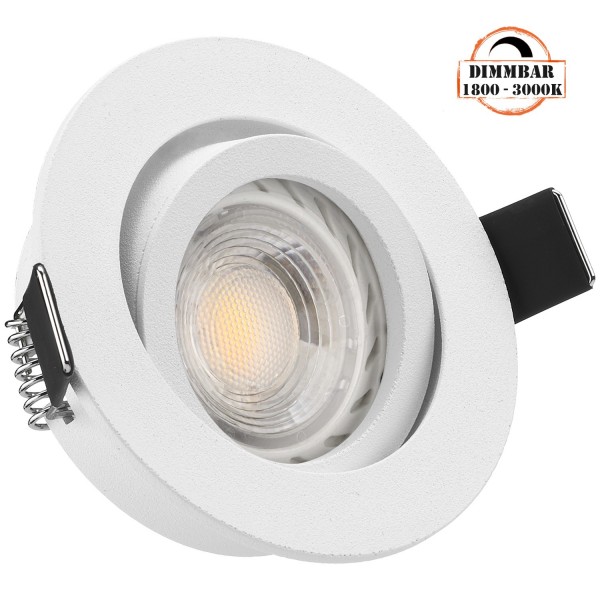 LED Einbaustrahler Set GU10 in weiß matt mit 5,5W LED von LEDANDO - dimmbare Farbtemperatur 1800-300
