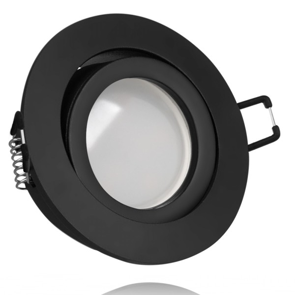 LED Einbaustrahler Set schwarz matt mit SMD LED GU10 Markenstrahler von LEDANDO - 5W - 371lm - 120°