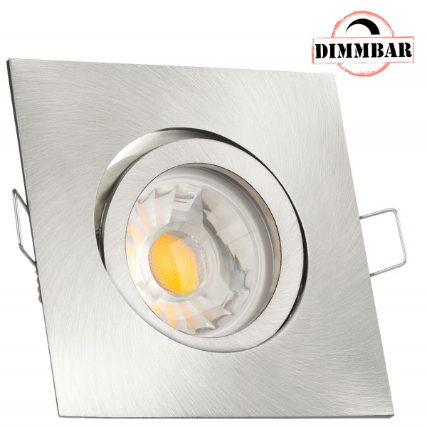 LED Einbaustrahler Set Silber gebürstet mit LED GU10 Markenstrahler von LEDANDO - 7W DIMMBAR - warmw