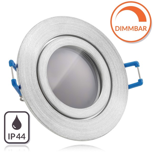 IP44 LED Einbaustrahler Set Aluminium natur mit LED GU10 Markenstrahler von LEDANDO - 5W DIMMBAR - w