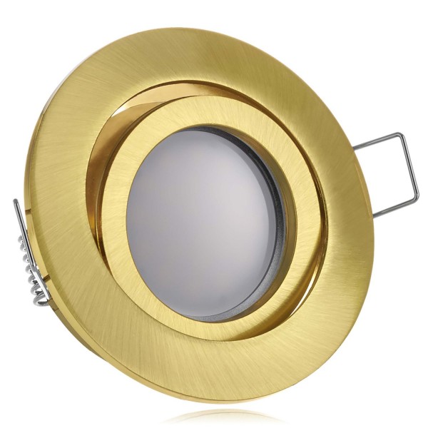 LED Einbaustrahler Set Gold / Messing mit LED GU5.3 / MR16 Markenstrahler von LEDANDO - 5W - schwenk
