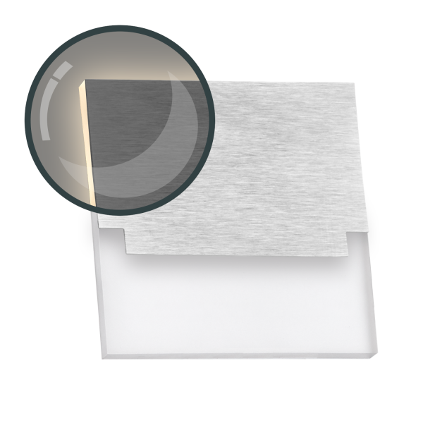 Flexible LED Treppenbeleuchtung mit Edelstahl-Abdeckung für Schalterdoseneinbau 68mm / 60mm oder Wandmontage - eckig - Warmweiß 3000K [Stufenbeleuchtung - Wandbeleuchtung - indirekt]