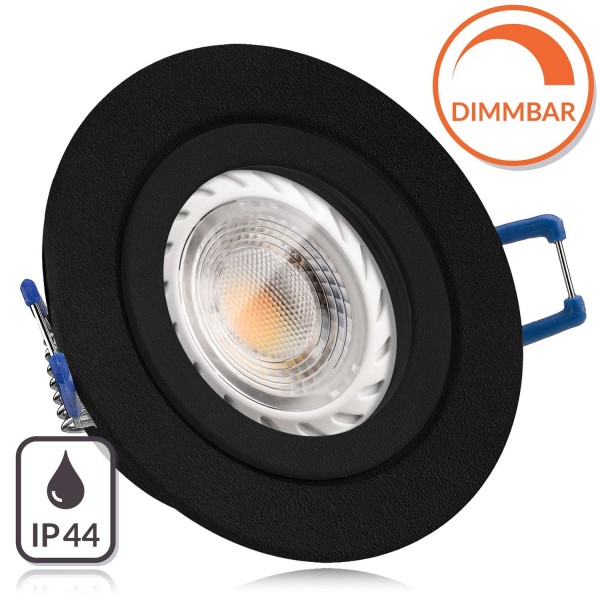 IP44 LED Einbaustrahler Set GU10 in schwarz mit 5,5W LED von LEDANDO - dimmbare Farbtemperatur 1800-