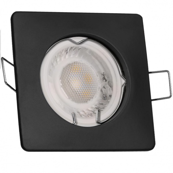 LED Einbaustrahler Set extra flach in schwarz mit 5W Leuchtmittel von LEDANDO - 4000K neutralweiß -