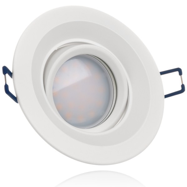 LED Einbaustrahler Set Weiß mit LED GU5.3 / MR16 Markenstrahler von LEDANDO - 5W - warmweiss - 110°