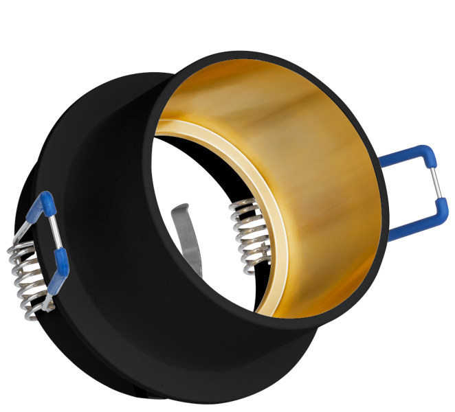 Schwarzer Design-Einbaustrahler mit Goldreflektor für Deckeneinbau - Deckenstrahler - Deckenlampe -