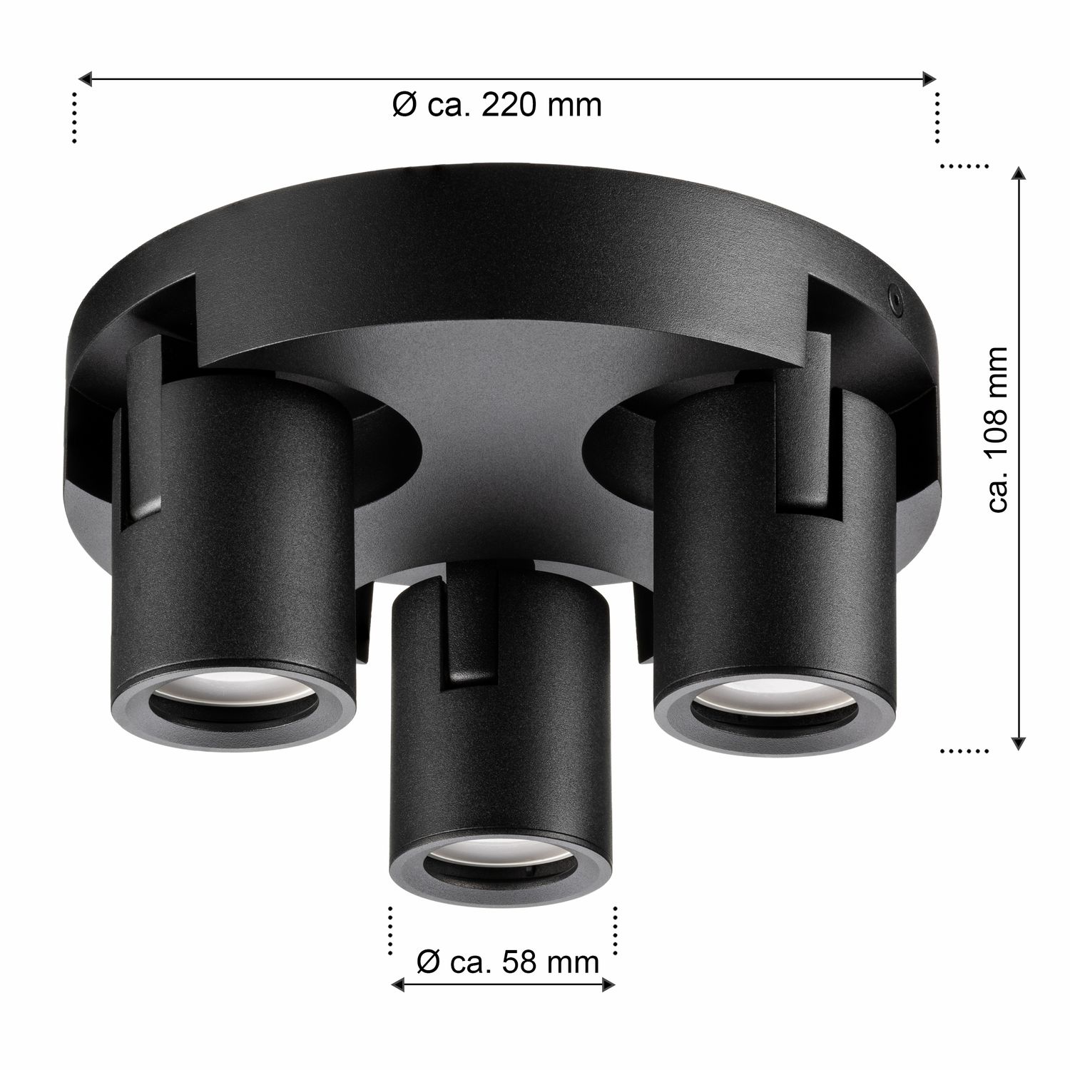 LED Deckenleuchte Nirual 3-flammig - schwarz - GU10 tauschbar -  Spotleuchte- Spots - Deckenspot - Deckenstrahler - 3er | LEDANDO Onlineshop