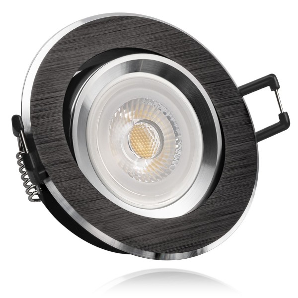 LED Einbaustrahler Set Bicolor (chrom / schwarz) mit 4000K LED GU10 Markenstrahler von LEDANDO - 7W