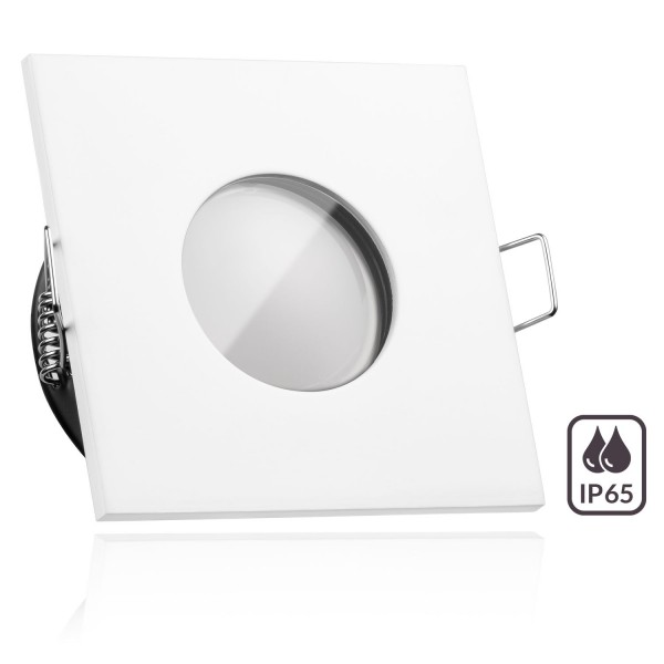 IP65 LED Einbaustrahler Set Weiß mit LED GU10 Markenstrahler von LEDANDO - 5W - warmweiss - 120° Abs