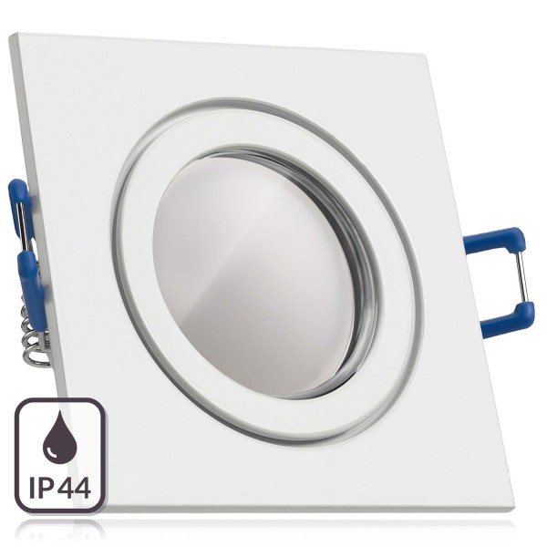IP44 LED Einbaustrahler Set Weiß mit LED GU10 Markenstrahler von LEDANDO - 5W - warmweiss - 120° Abs
