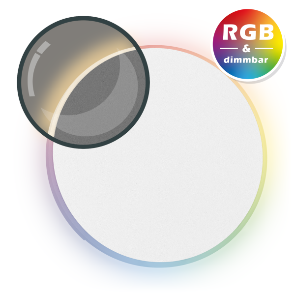 RGB LED Treppenbeleuchtung EDGE Weiß Rund für Schalterdoseneinbau 60/68mm - 11 Farben + Warmweiß - d