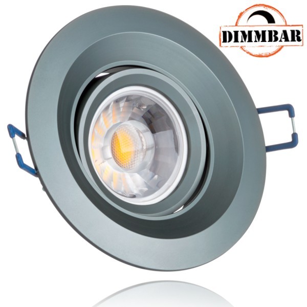 LED Einbaustrahler Set Anthrazit Grau mit LED GU10 Markenstrahler von LEDANDO - 7W DIMMBAR - warmwei
