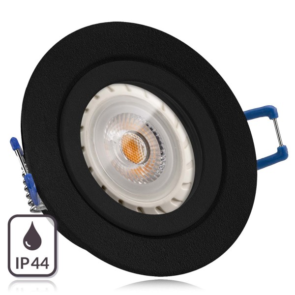 IP44 LED Einbaustrahler Set GU10 in schwarz mit 7W LED von LEDANDO - 3000K warmweiß - nicht dimmbar