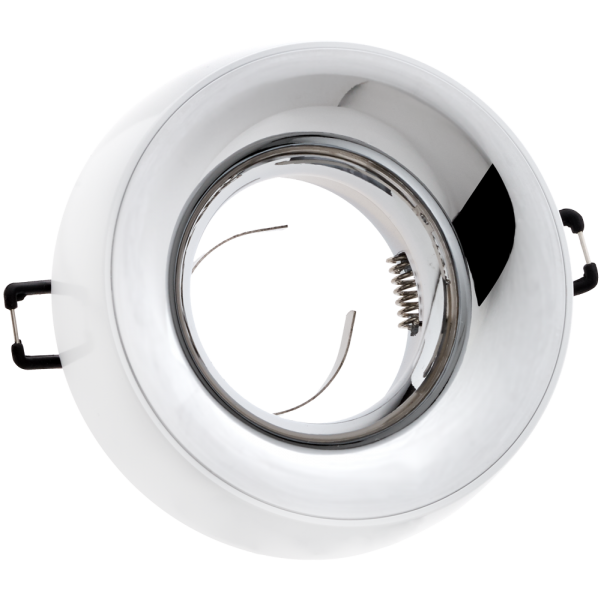 Einbaustrahler in weiß/chrom für Deckeneinbau -  Deckenstrahler - Deckenlampe - Einbaulampe - für LED GU10, LED MR16 und LED GU5.3