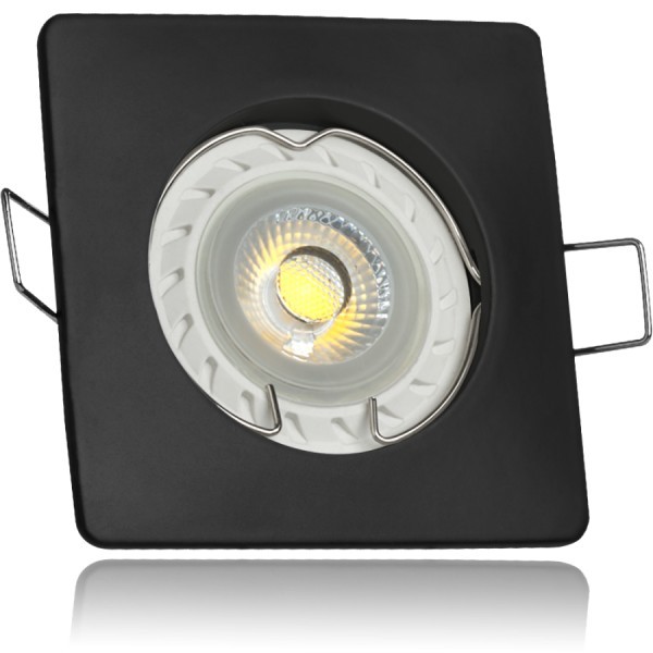 LED Einbaustrahler Set Schwarz mit LED GU10 Markenstrahler von LEDANDO - 7W - warmweiss - 30° Abstrahlwinkel - schwenkbar - 50W Ersatz - A+ - LED Spot 7 Watt - Einbauleuchte LED eckig
