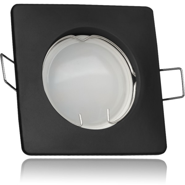 LED Einbaustrahler Set Schwarz mit LED GU10 Markenstrahler von LEDANDO - 5W - warmweiss - 120° Abstrahlwinkel - schwenkbar - 35W Ersatz - A+ - LED Spot 5 Watt - Einbauleuchte LED eckig