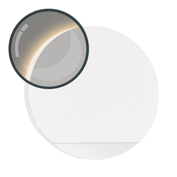LED Treppenbeleuchtung KID aus Aluminium in weiß rund für Einbau in Unterputzdose 68mm - Warmweiß 30